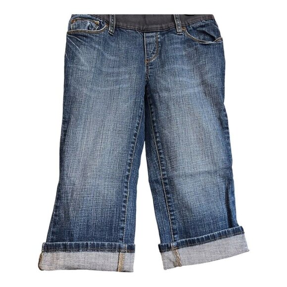 Old Navy Womens Maternity Capri Jeans ~Sz XS~Pull On Stretch Cuffed Hem ~L5 18 - Picture 6 of 9